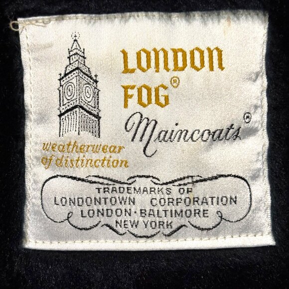 London Fog VTG men's navy trench over coat removable faux fur liner sz 40 XShort - Picture 7 of 15